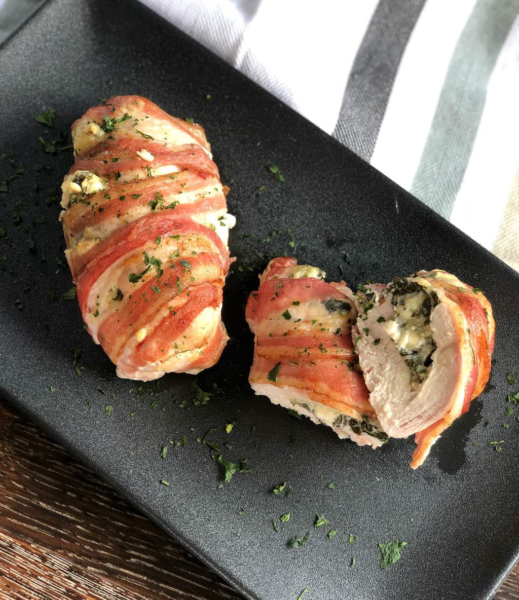 Overhead photo of stuffed chicken