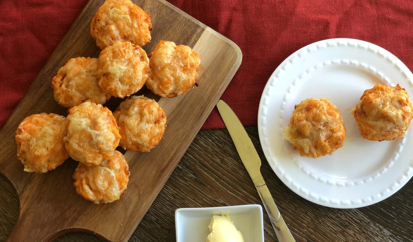 Overhead photo of Pizza Muffins with Ham, Oregano & Pizza Sauce