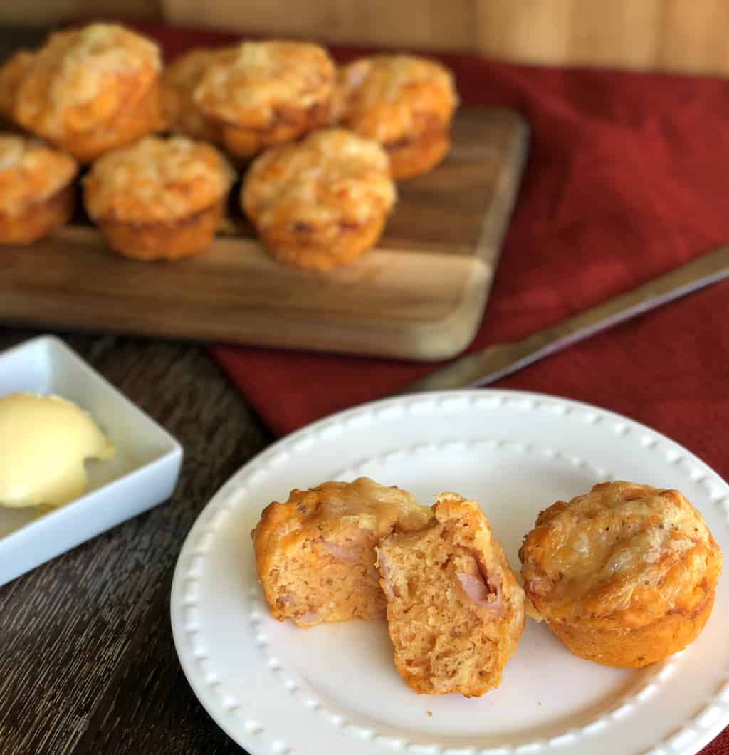 Fresh Warm Savoury Muffin Sliced with Butter