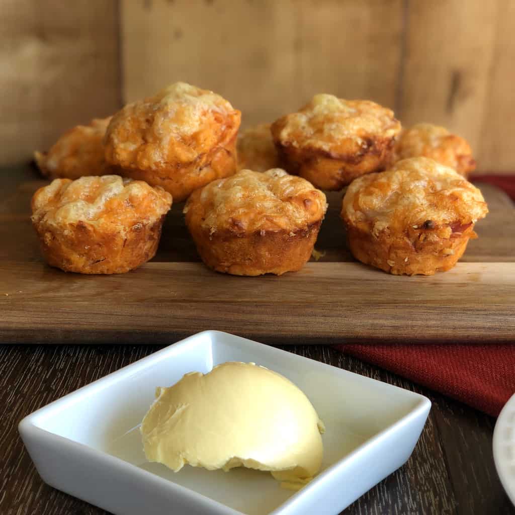 Fresh Warm Pizza Muffins with Butter