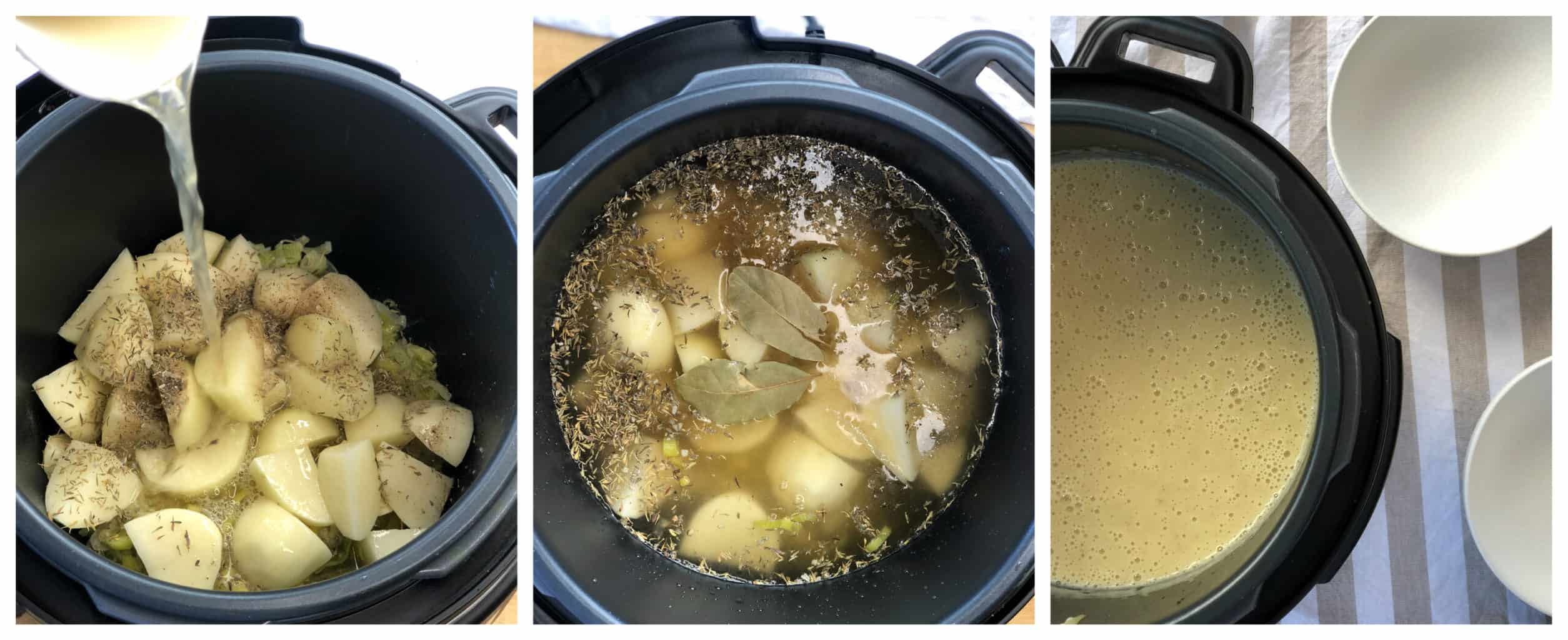 How to make and blend slow cooker potato and leek soup 