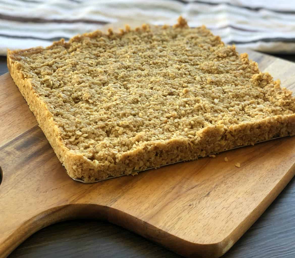 Photo of freshly baked oat slice
