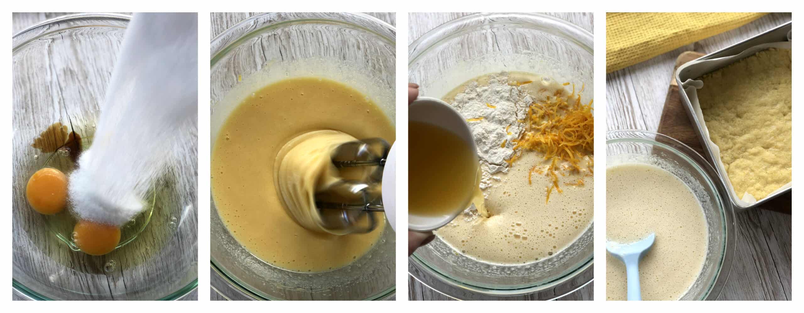 Collage of photos showing the process to making the lemon curd filling 