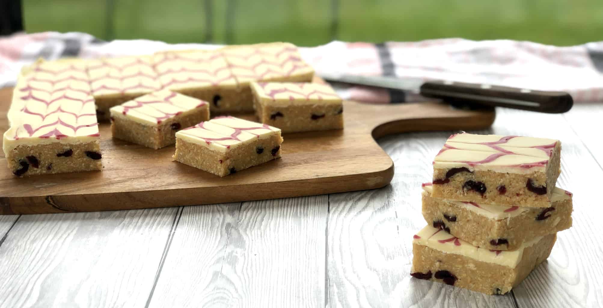 Cranberry White Chocolate No Bake Slice 