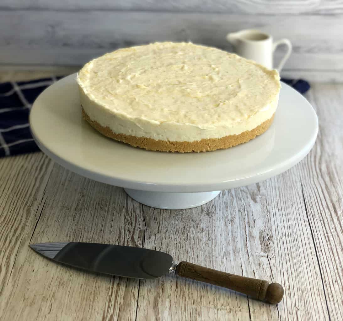 A photograph of a pineapple cheesecake 