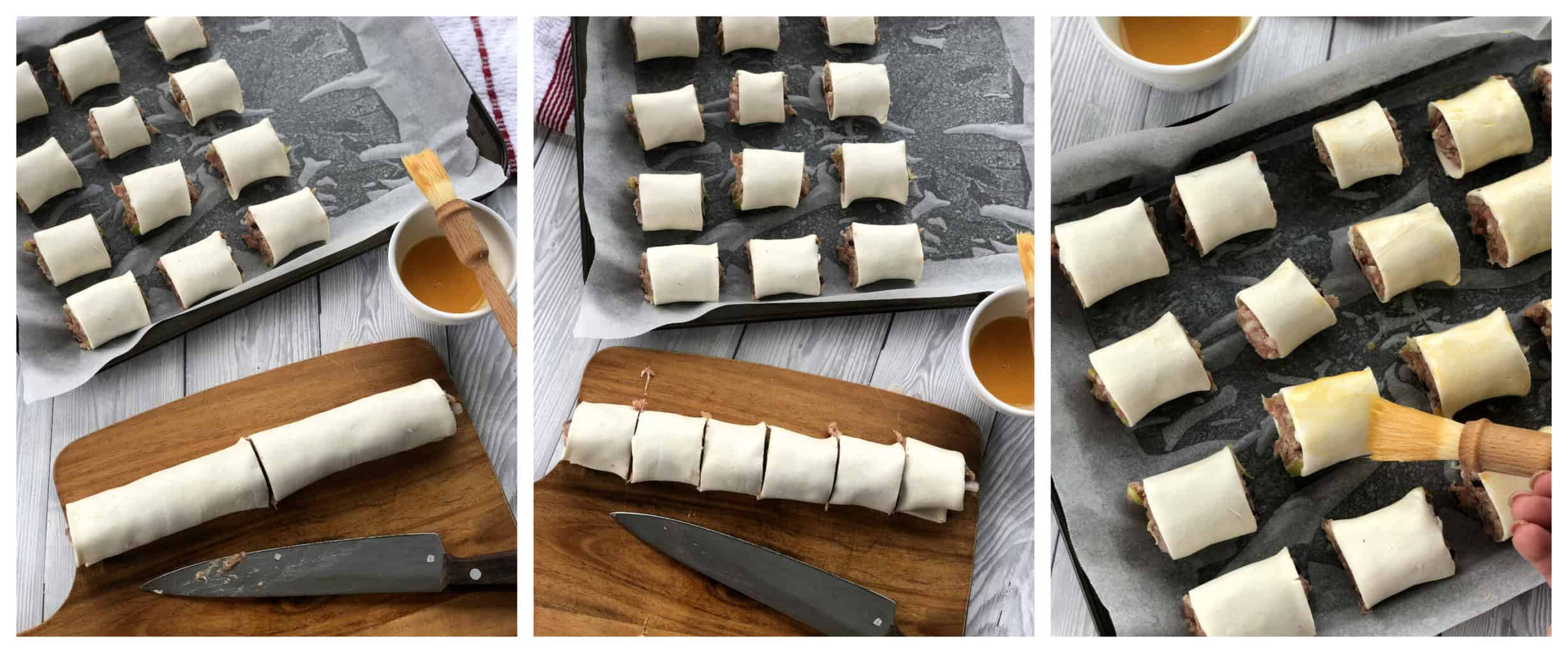 How to cut sausage rolls 