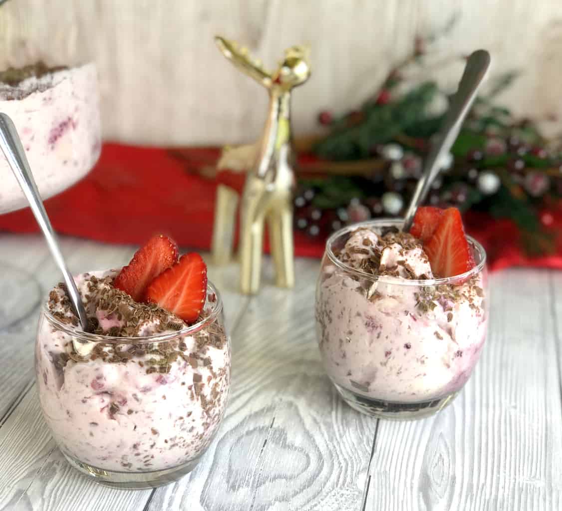 Christmas Desserts of Ambrosia in small glasses 