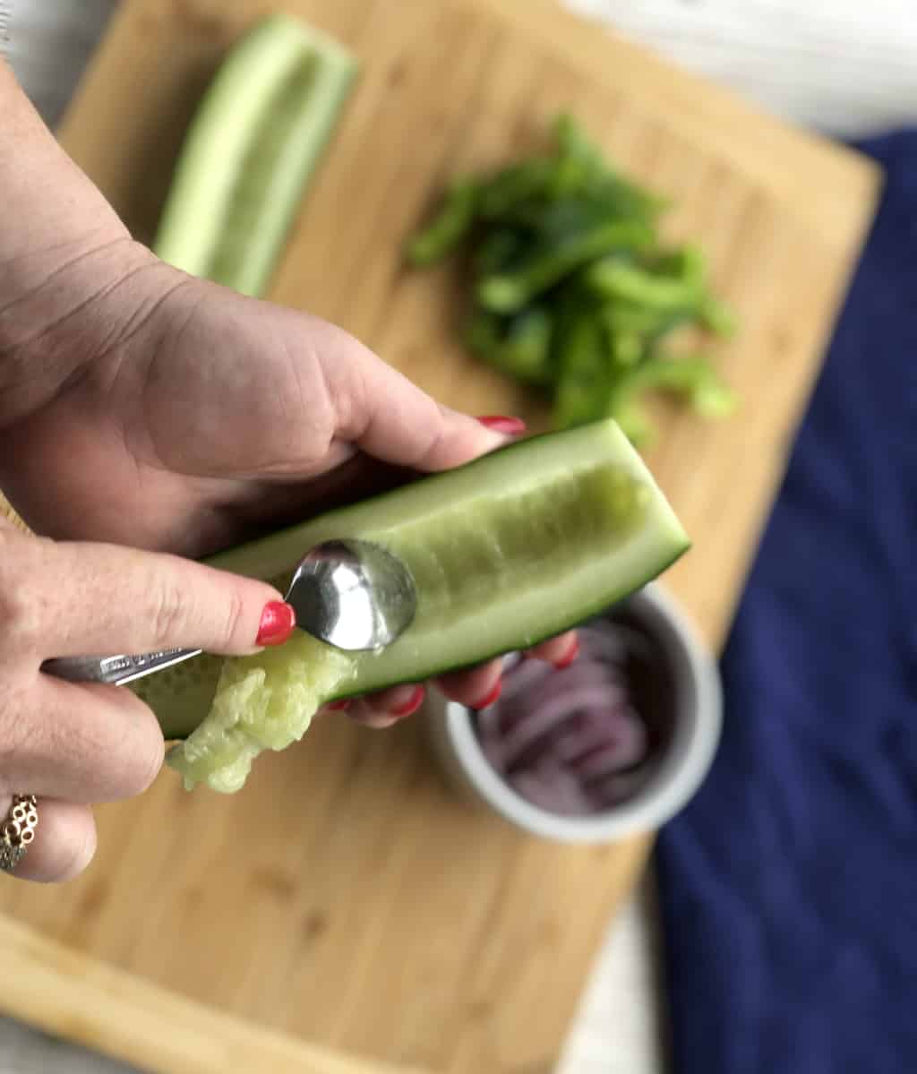 how to remove the seeds from a cucumber 