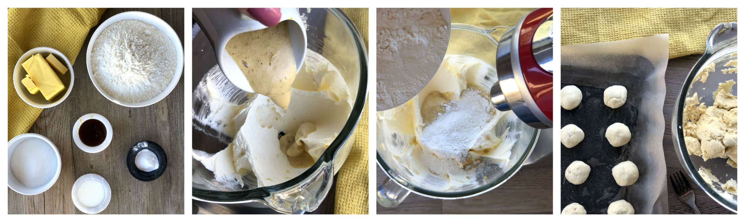 4 images Steps showing the process of making the hokey pokey biscuits 