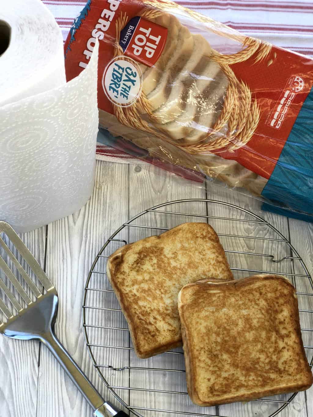 Cool the toasted sandwiches on a wire rack before wrapping 