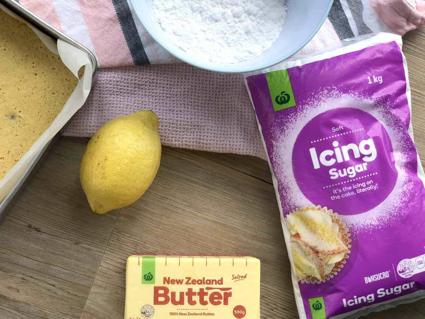 Ingredients used for lemon icing, see recipe card for details 