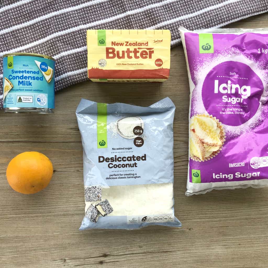 The ingredients used for the icing for a no bake orange biscuit slice 