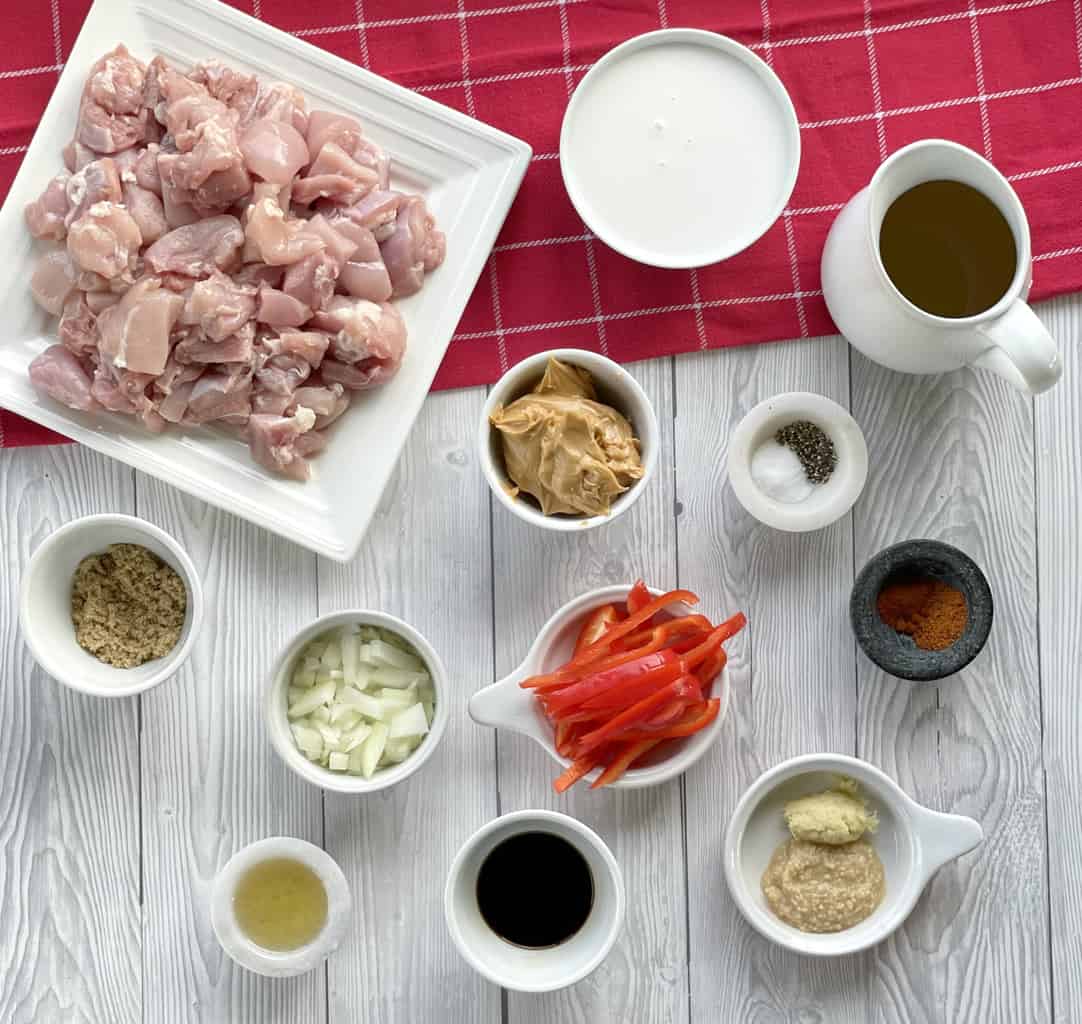 Ingredients for Slow Cooker Satay Chicken prepared for cooking