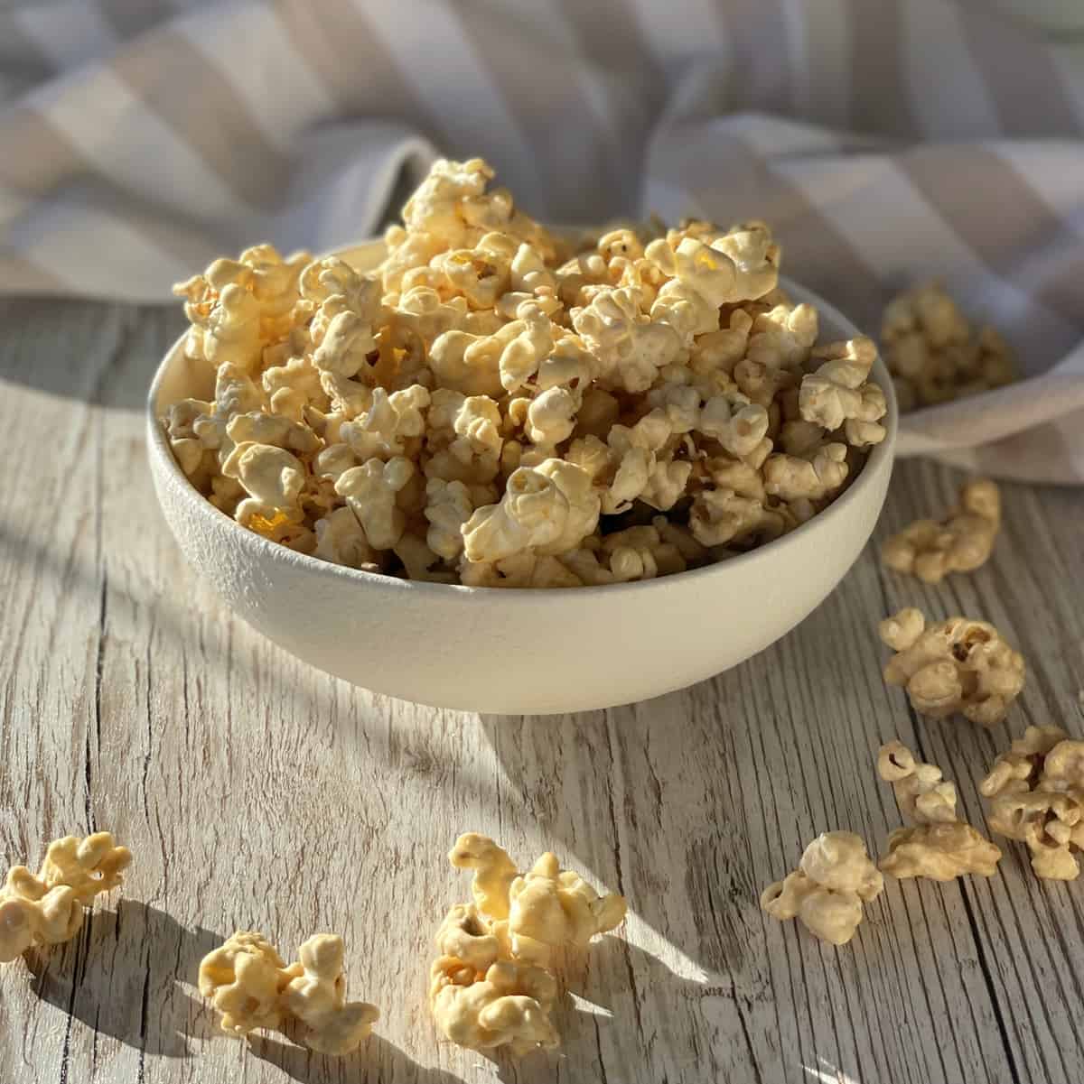 Bowl of maple syrup flavoured popcorn 