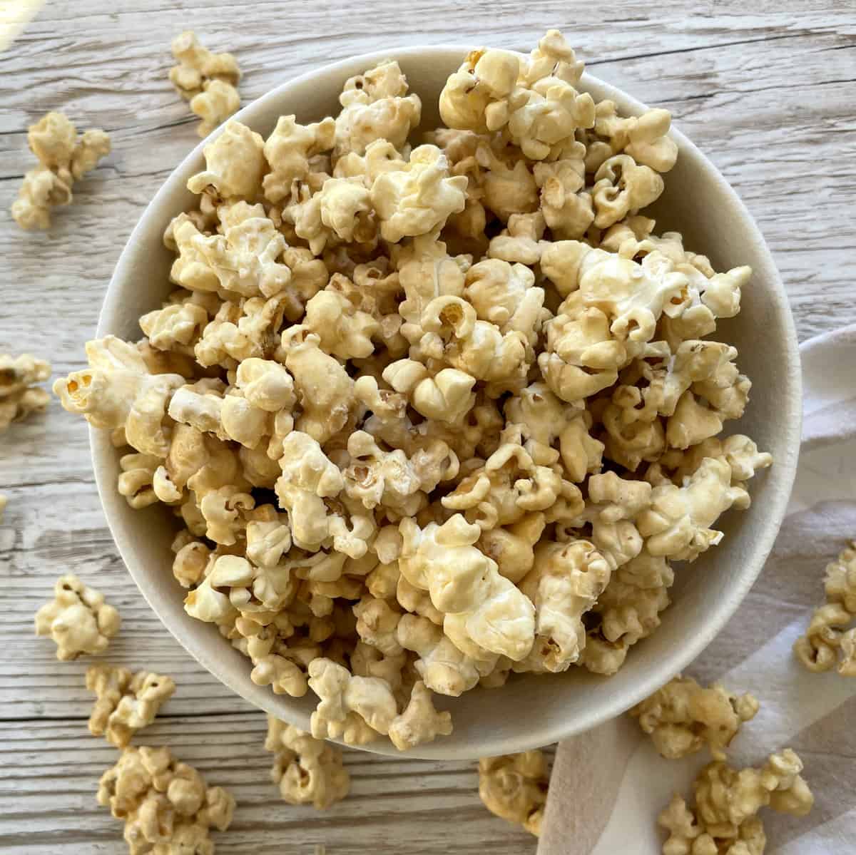 Bowl of Maple Syrup coated popcorn 