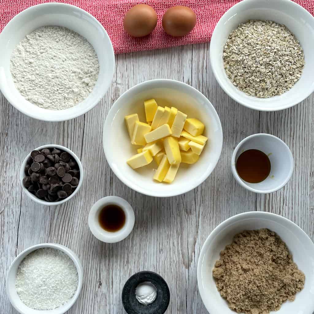 Ingredients for Oat Slice - see recipe card 