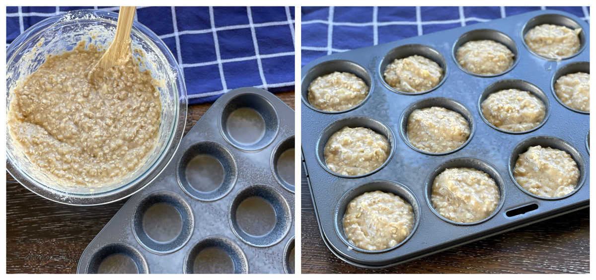 How to mix muffin batter and fill the muffin cups 