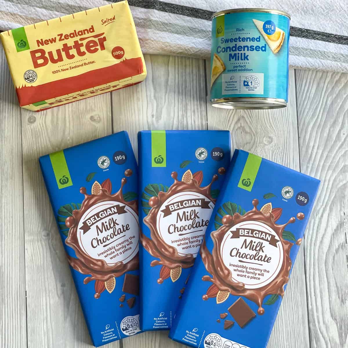 3 Ingredients used for milk chocolate fudge, milk chocolate, condensed milk and butter