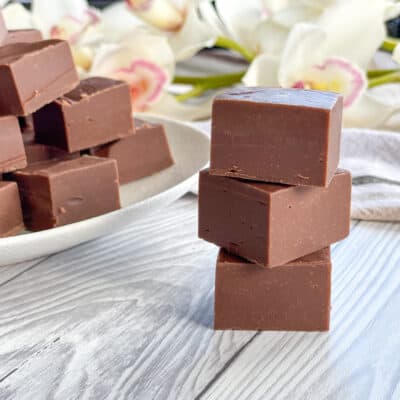 Pieces of milk chocolate fudge
