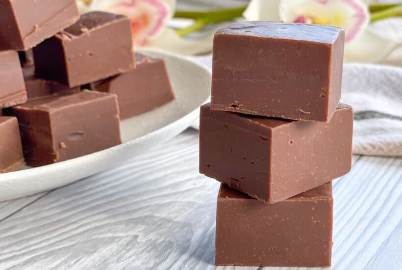 Pieces of milk chocolate fudge