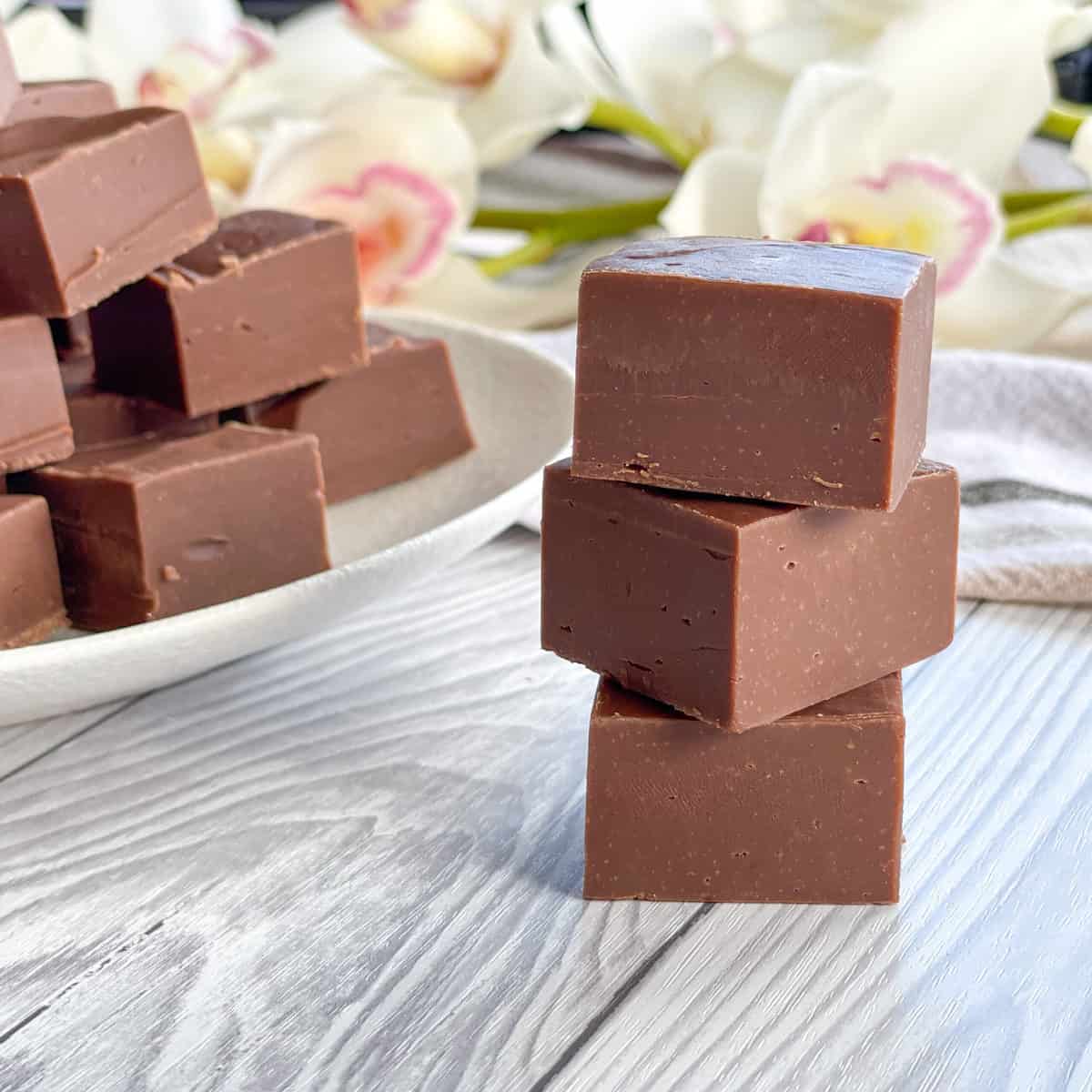 Pieces of milk chocolate fudge