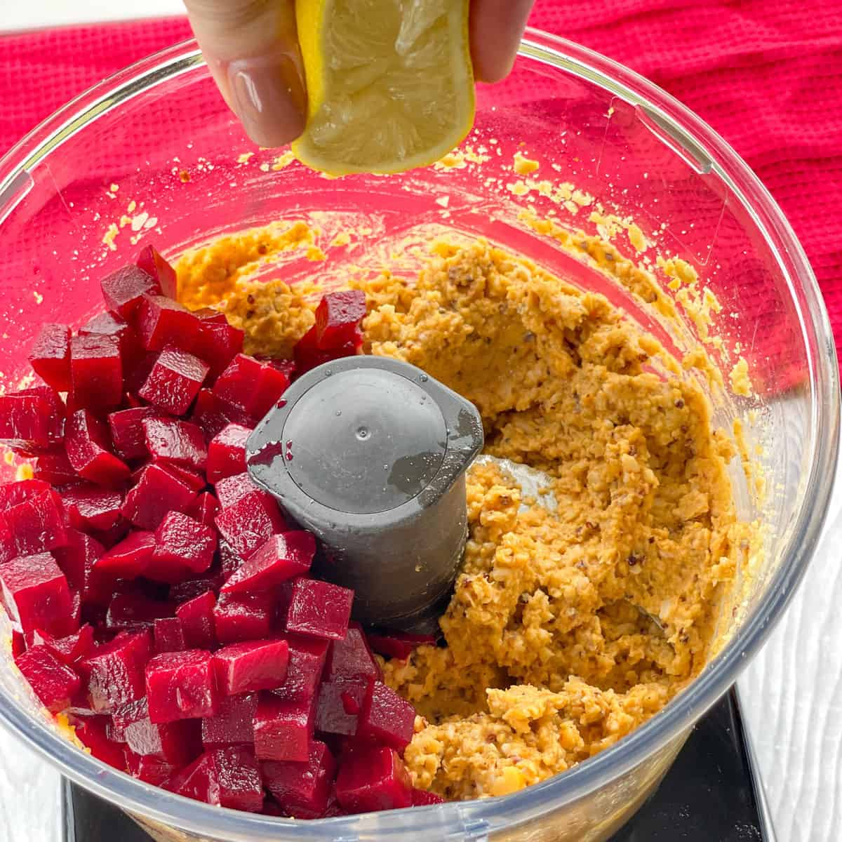 Use a food processor to make beetroot burgers 