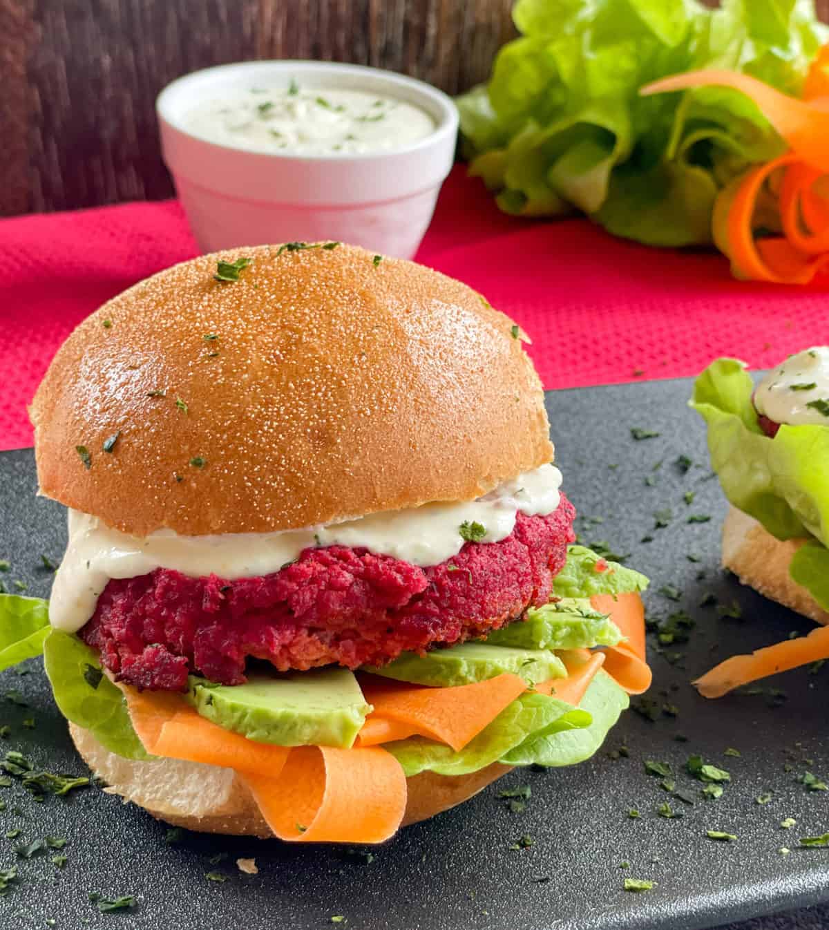 Vegetarian Beetroot and Chickpea Burger 