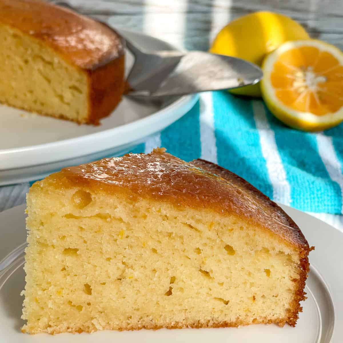 Piece of lemon syrup cake 