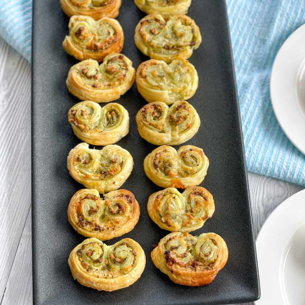 Savoury Palmiers - Pesto Puff Pastry Snacks - Just a Mum's Kitchen