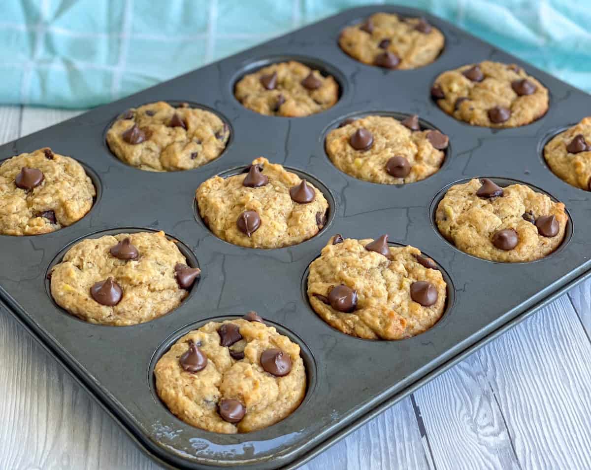 Freshly baked banana weetbix muffins