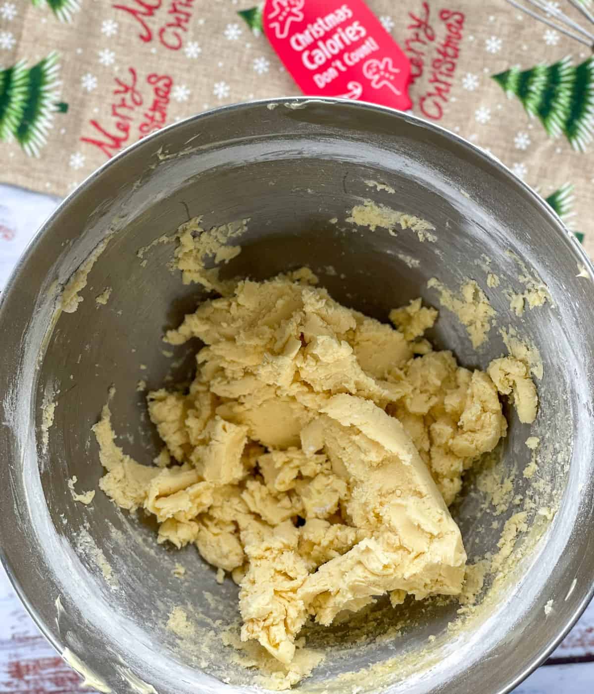 Bring the shortbread mix together to form a dough 