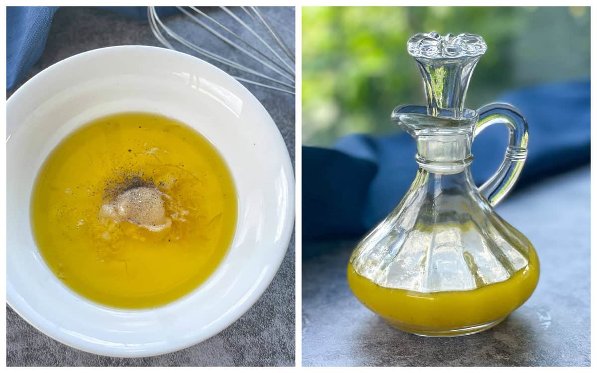 How to make a lemon olive oil, honey garlic dressing for the quinoa salad 