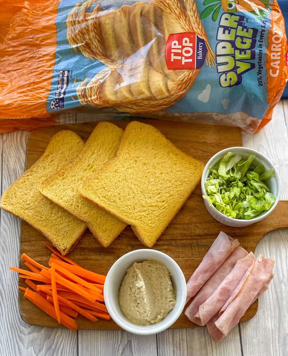 Carrot Vege bread with fillings for pinwheel sandwiches 