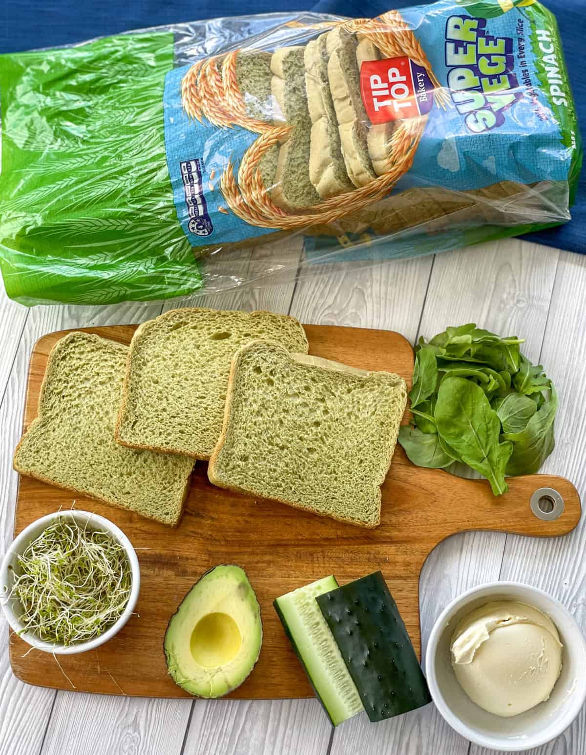 Avocado Vege bread with fillings for pinwheel sandwiches 