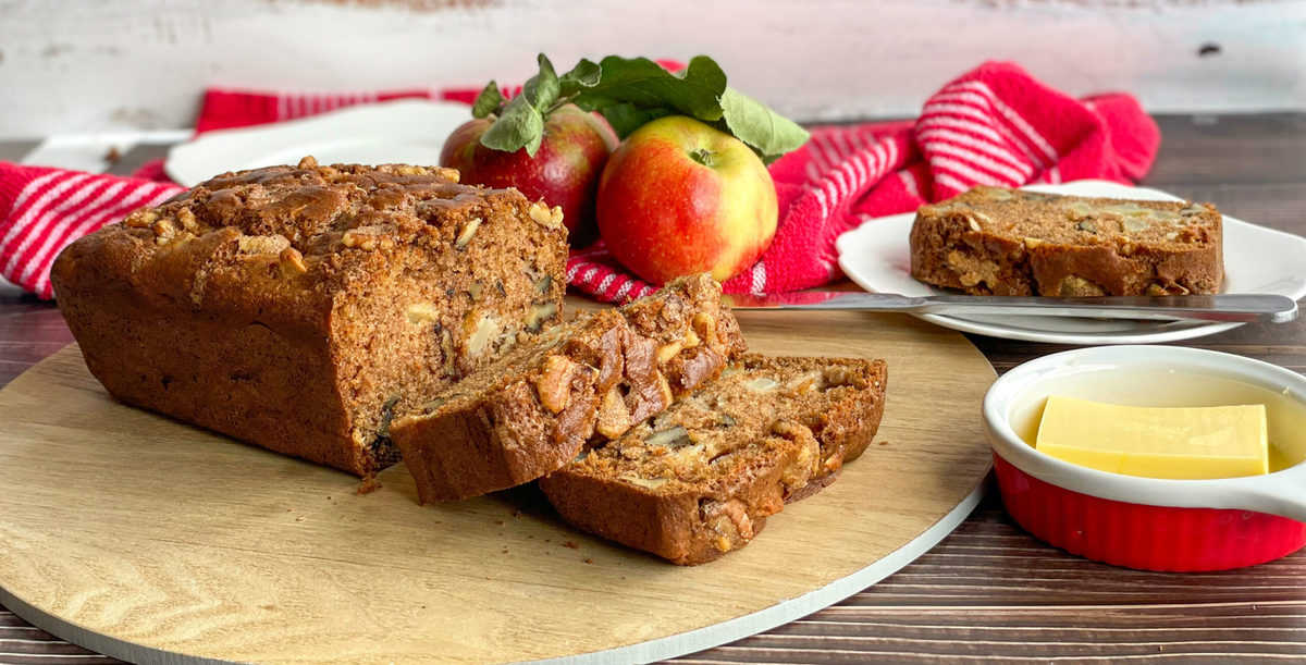 Apple and Walnut Loaf on a Board