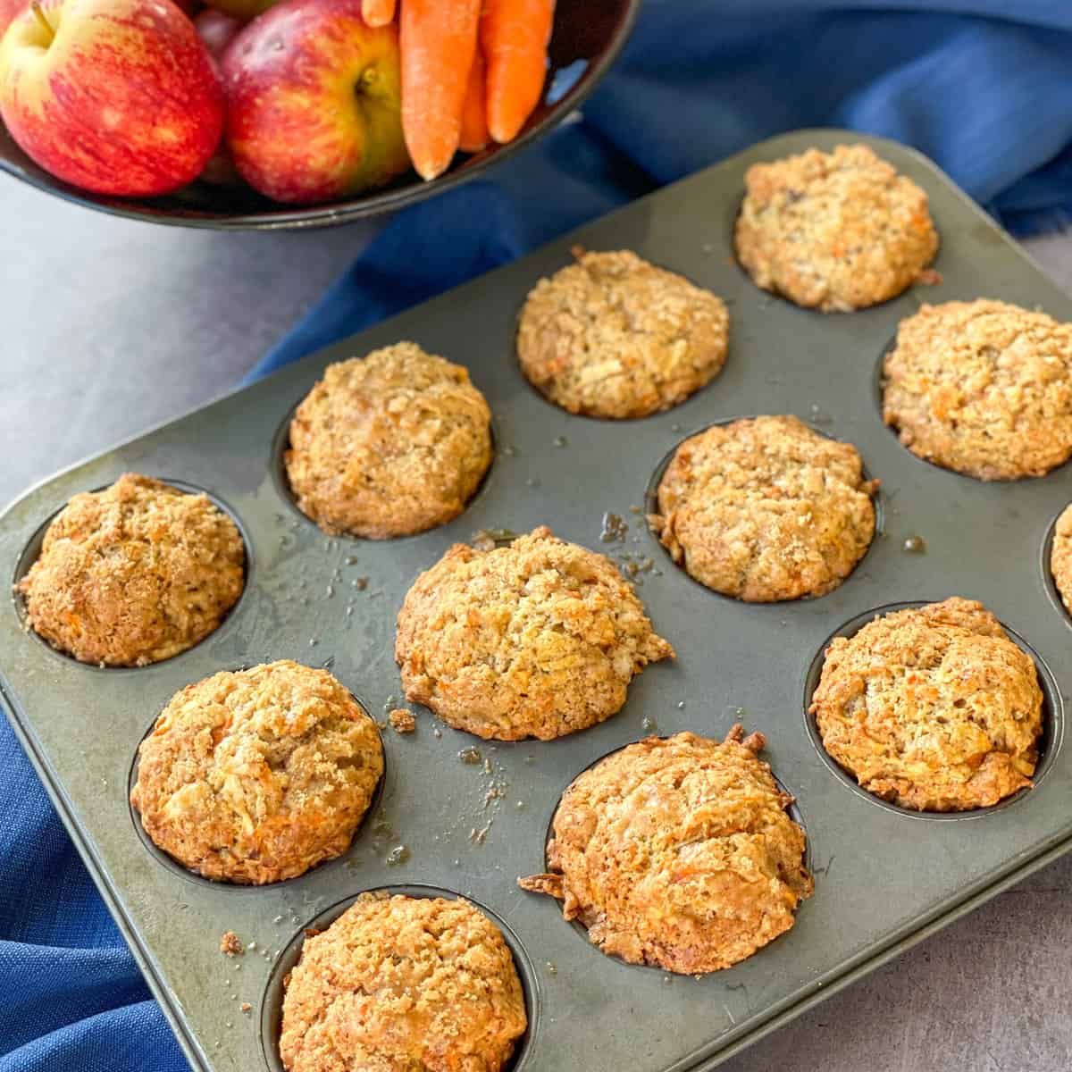 Freshly baked apple and carrot muffins 