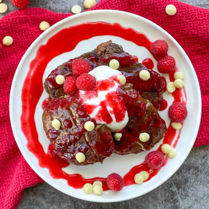 Hot Cross Bun French Toast With Raspberry Coulis