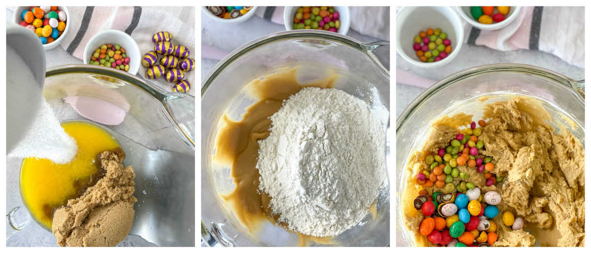 Step by step photos on how to make Easter Cookie Slice 