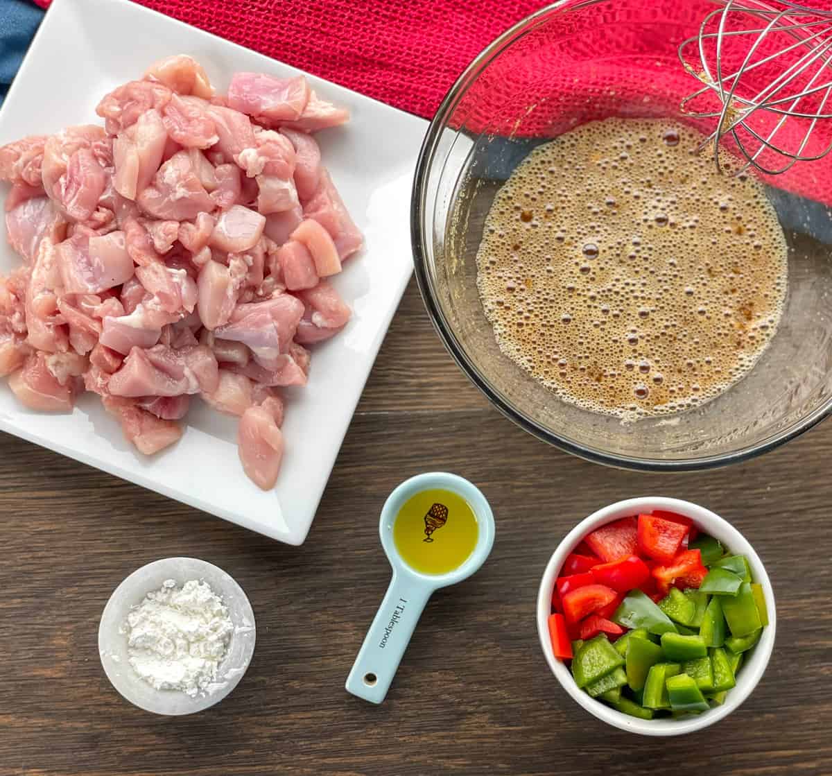 Meal prep for honey soy chicken stir fry 