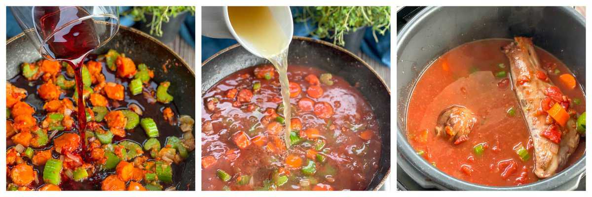 How to prepare lamb shanks and the stock for the slow cooker 