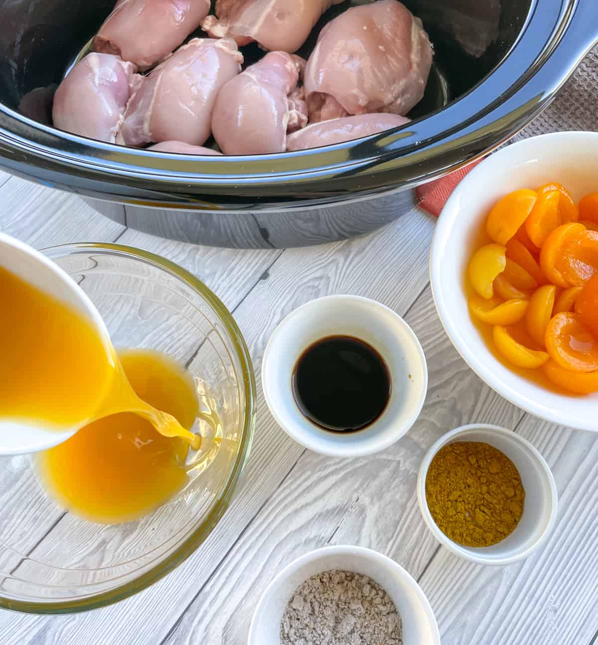 Preparing the sauce for Apricot Chicken 