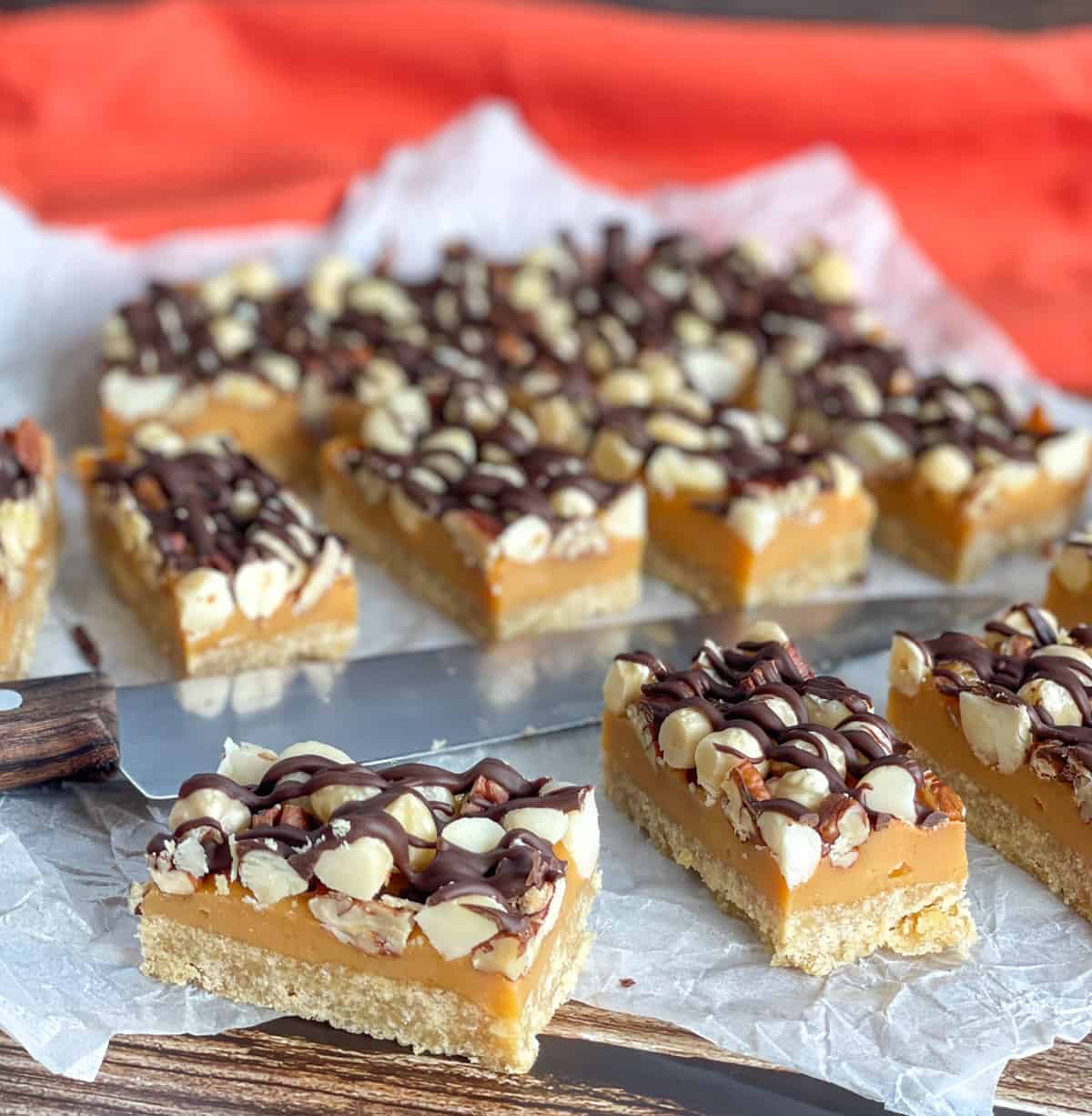 Slices of Caramel Nut Slice