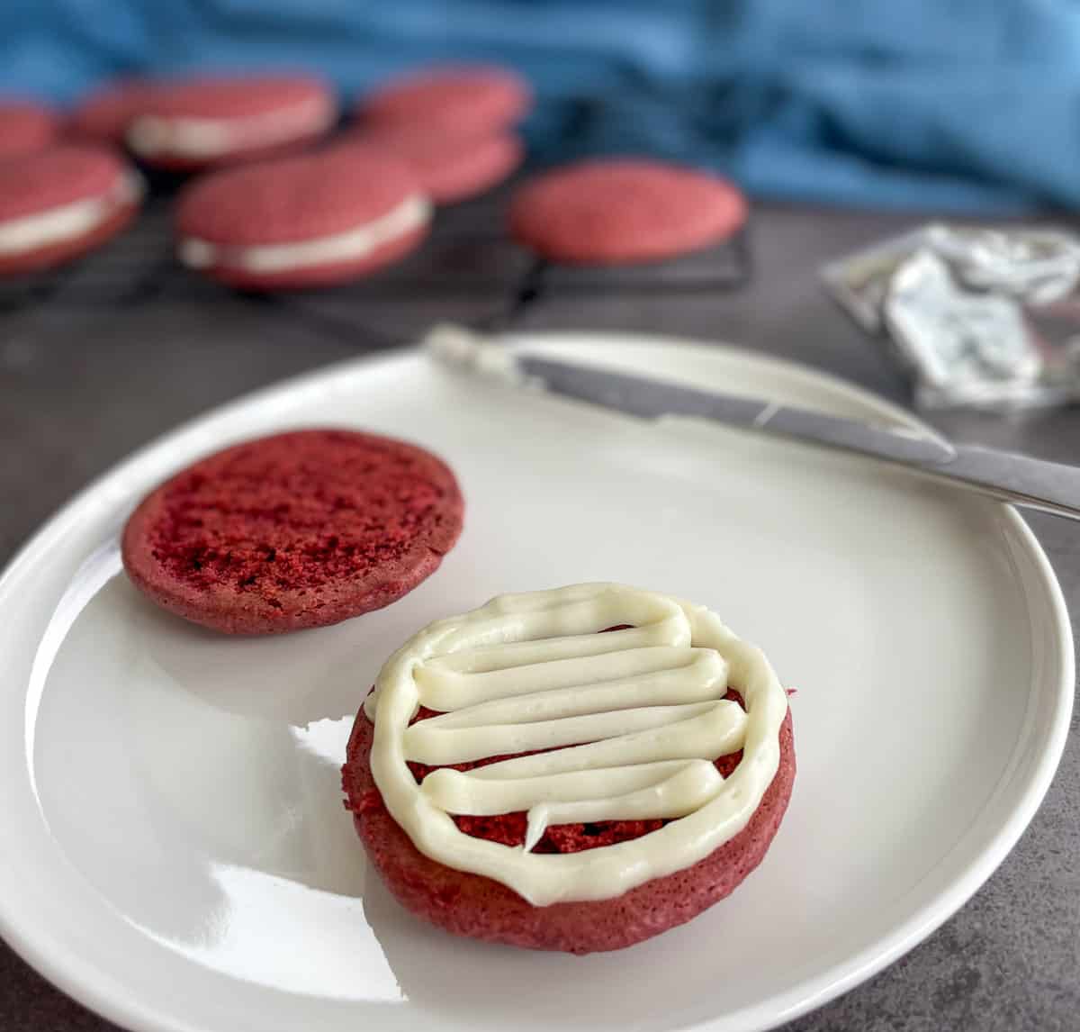 Red Velvet Whoopie Pies- Cake Mix Hack! - One Sweet Appetite