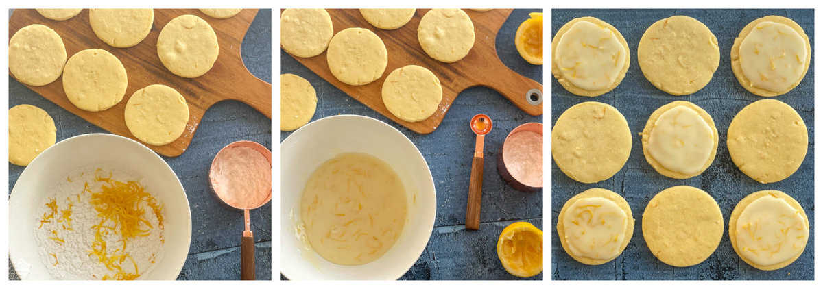 Making the icing for lemon shortbread, step by step 