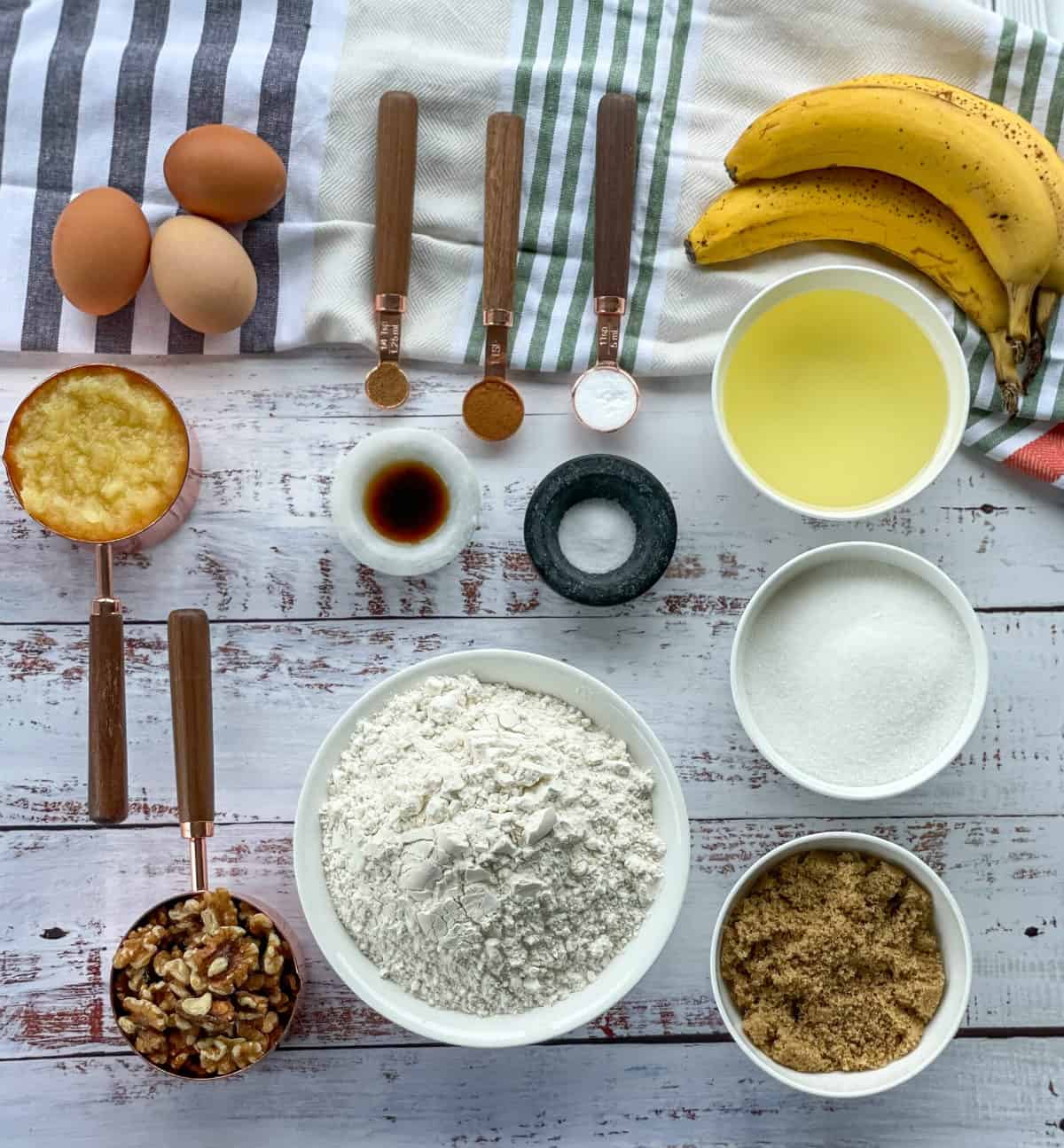 Ingredients used for hummingbird cake in a flat lay, see recipe card for full details. 
