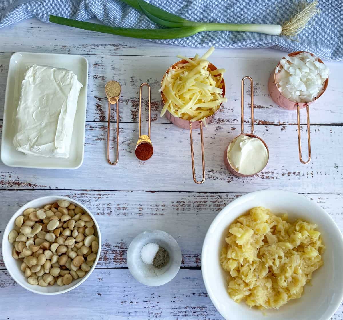 Ingredients required for a Cheese log, see the recipe card 