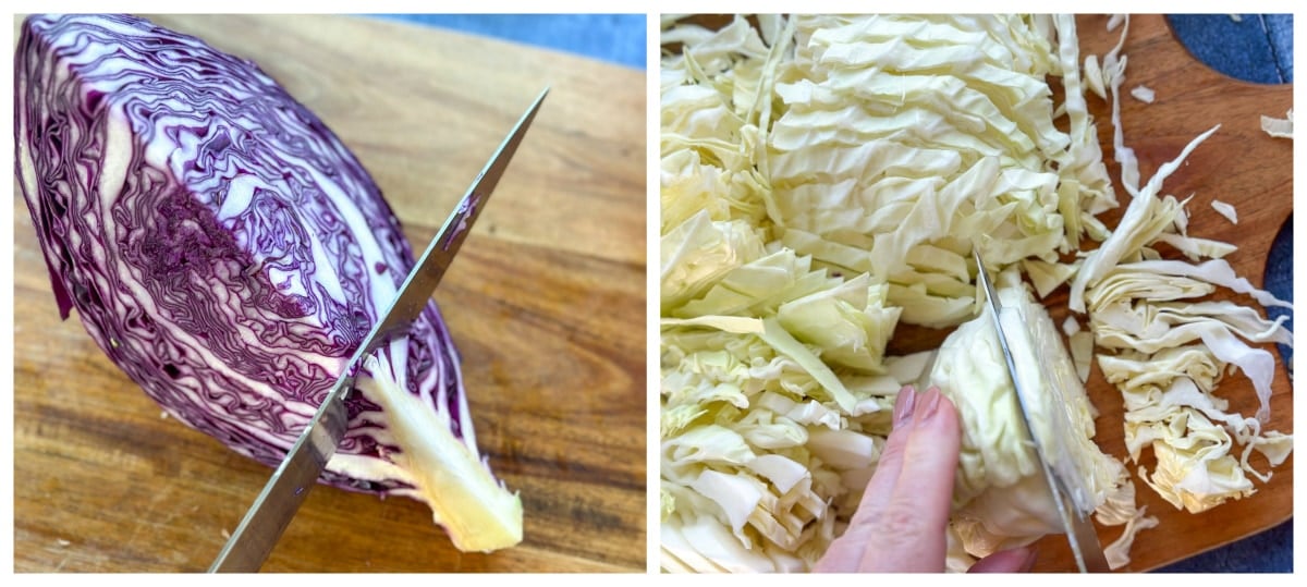 How to slice cabbage for coleslaw 