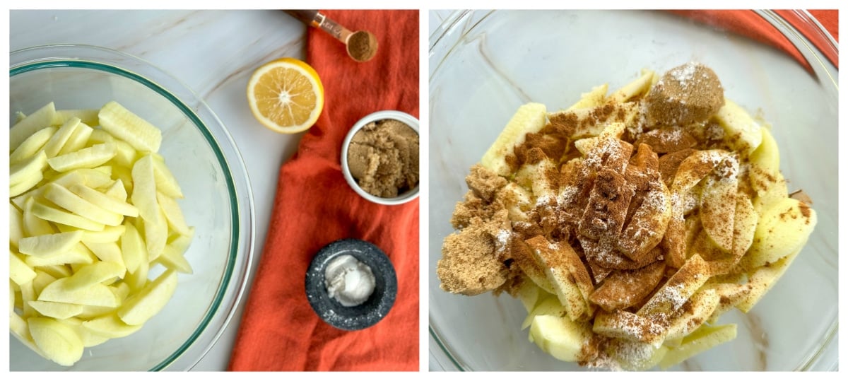 How to make the fruit base for an apple crisp crumble