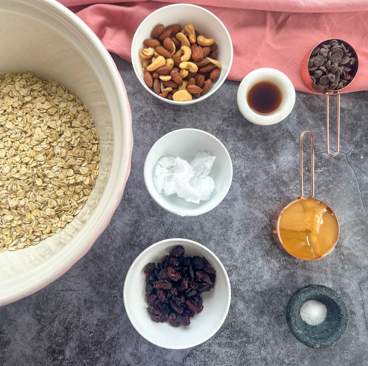 Ingredients required to make homemade toasted muesli