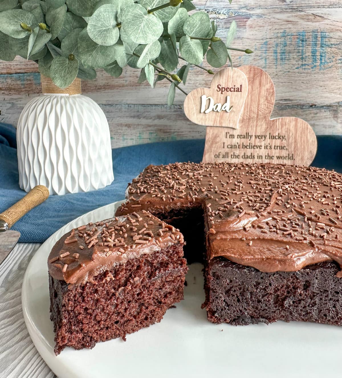 Wacky Chocolate Cake, iced with chocolate icing